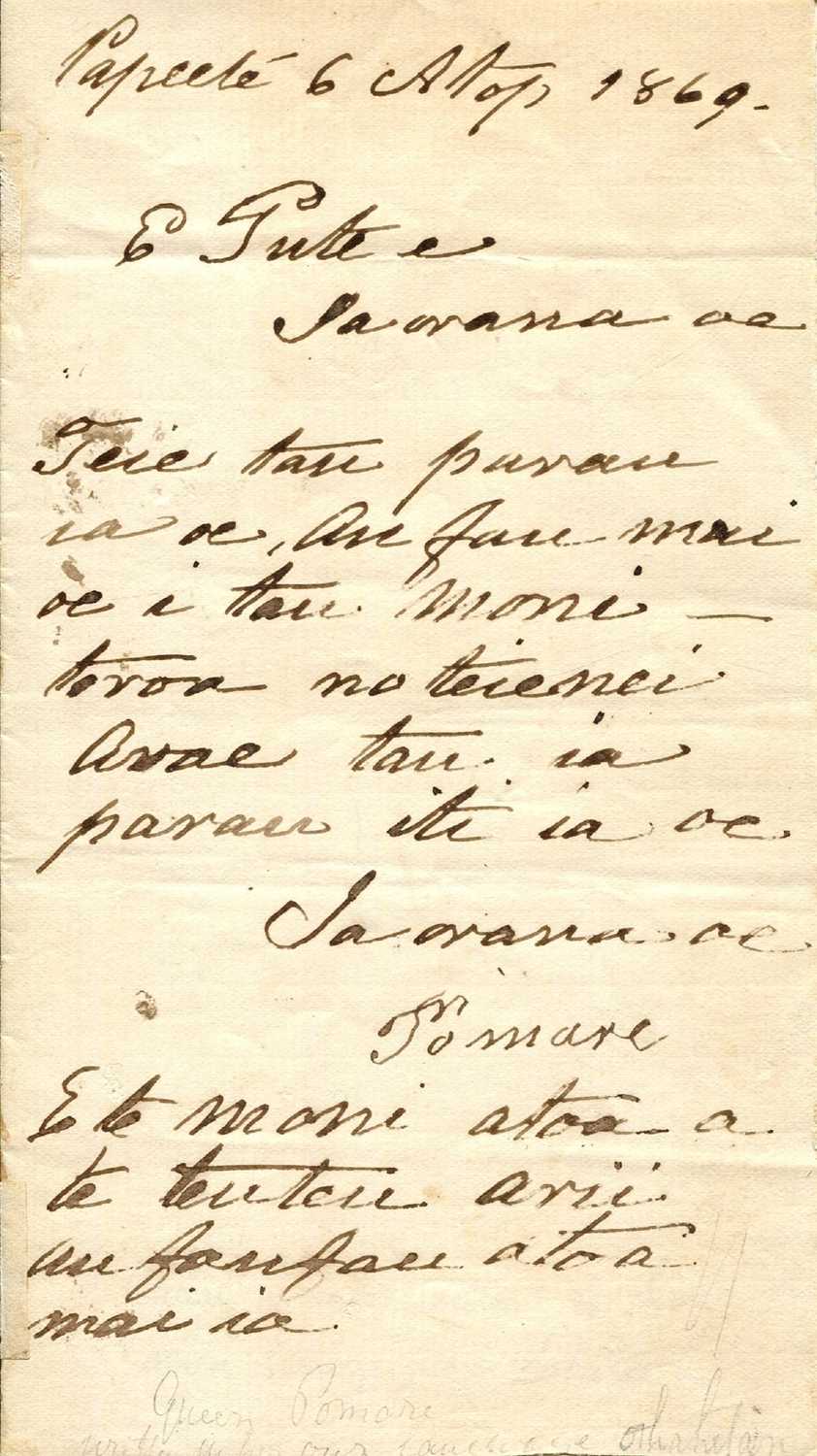 Lot 1629 - POMARE IV: (1813-1877)