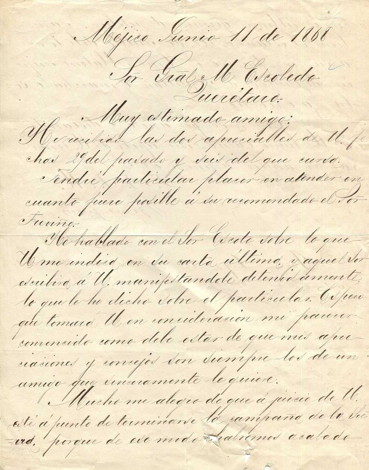 Lot 1713 - JUAREZ BENITO: (1806-1872)