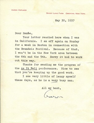 Lot 600 - COPLAND AARON: (1900-1990)