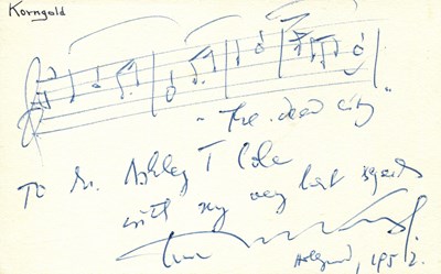 Lot 129 - KORNGOLD ERICH WOLFGANG: (1897-1957)