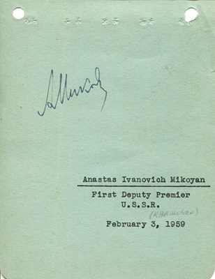 Lot 1660 - MIKOYAN ANASTAS: (1895-1978)