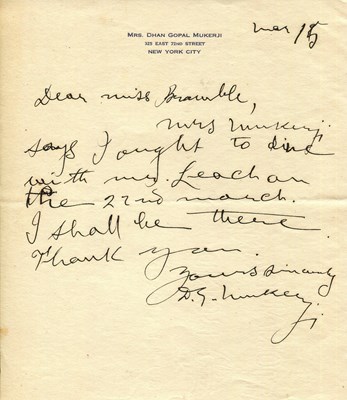 Lot 1168 - MUKERJI DHAN GOPAL: (1890-1936)