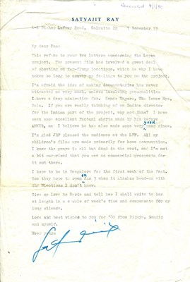 Lot 93 - RAY SATYAJIT: (1921-1992)