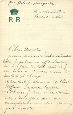 Lot 1383 - BONAPARTE ROLAND: (1858-1924)