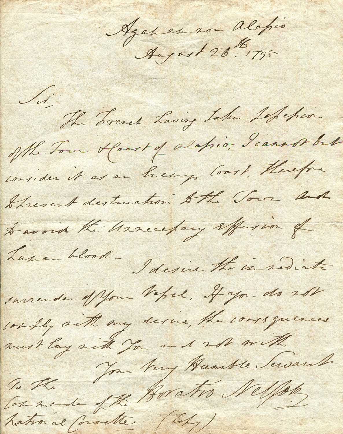 Lot 1416 - NELSON HORATIO: (1758-1805)