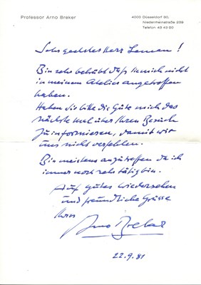 Lot 1469 - BREKER ARNO: (1900-1991)