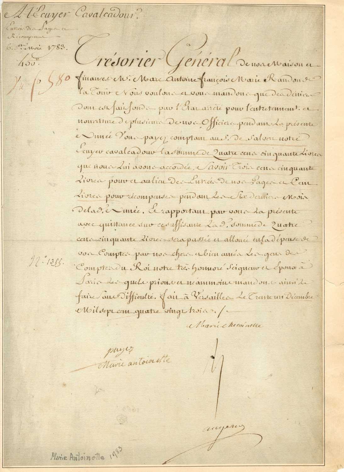 Lot 1563 - MARIE ANTOINETTE: (1755-1793)