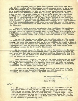 Lot 1659 - TROTSKY LEON: (1879-1940)