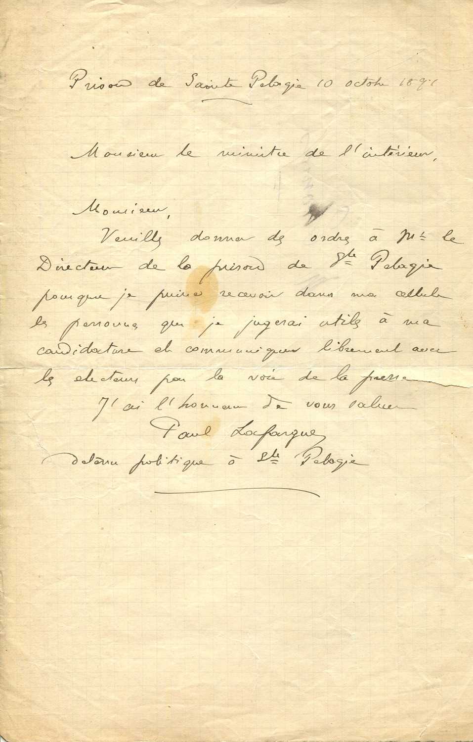 Lot 1291 - LAFARGUE PAUL: (1842-1911) (x2)