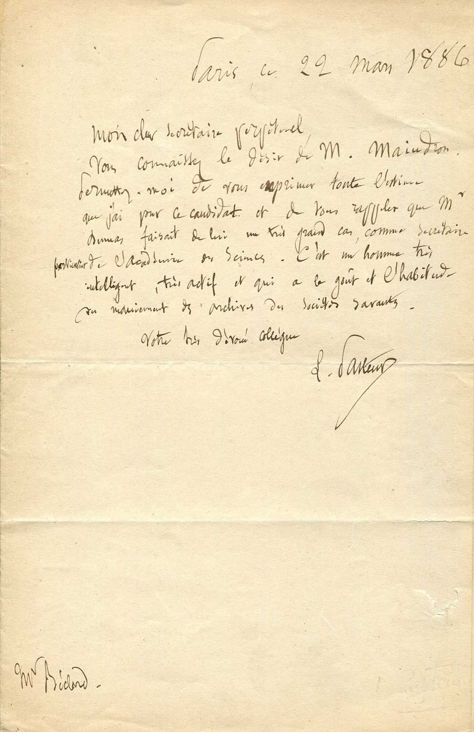 Lot 1372 - PASTEUR LOUIS: (1822-1895)