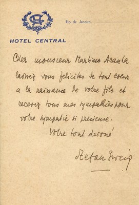 Lot 1089 - ZWEIG STEFAN: (1881-1942)