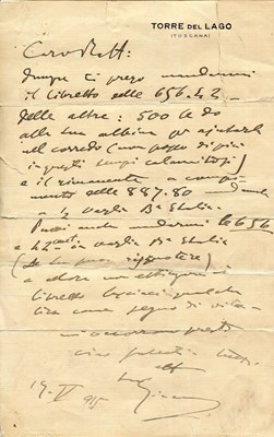 Lot 568 - PUCCINI GIACOMO: (1858-1924)