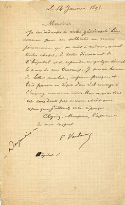 Lot 1150 - VERLAINE PAUL: (1844-1896)