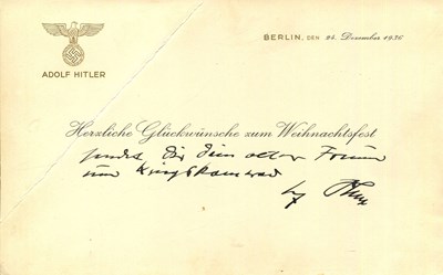 Lot 1503 - HITLER ADOLF: (1889-1945)