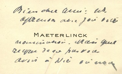 Lot 1349 - MAETERLINCK MAURICE: (1862-1949)
