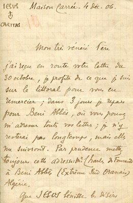 Lot 1256 - FOUCAULD CHARLES DE: (1858-1916)