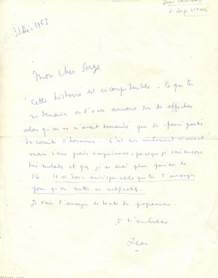 Lot 1083 - COCTEAU JEAN: (1889-1963)