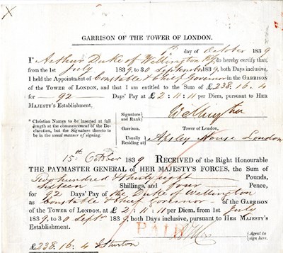 Lot 1679 - WELLINGTON DUKE OF: (1769-1852)