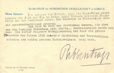 Lot 1492 - RIBBENTROP JOACHIM VON: (1893-1946)