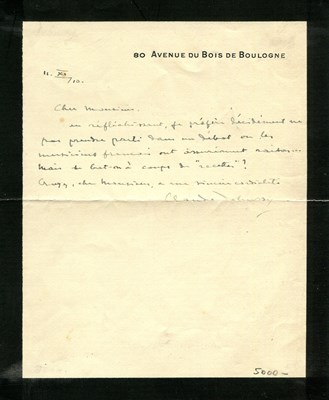 Lot 353 - DEBUSSY CLAUDE: (1862-1918)