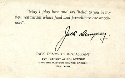 Lot 1 - DEMPSEY JACK: (1895-1983)